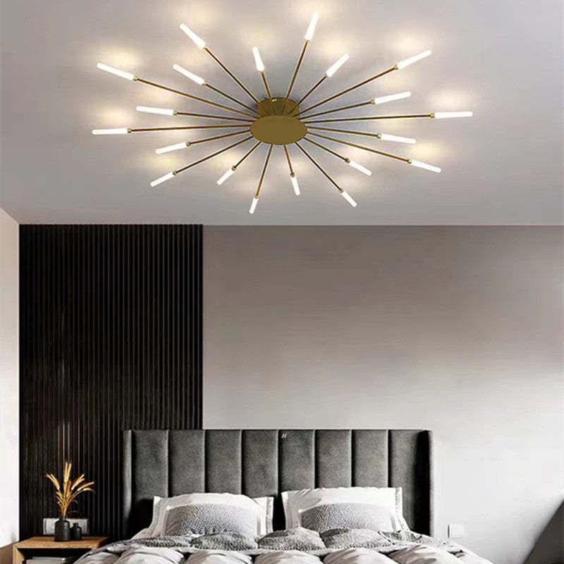 Wesley Flush-Mount Ceiling Light Fuochi d'Artificio, Nero/Oro