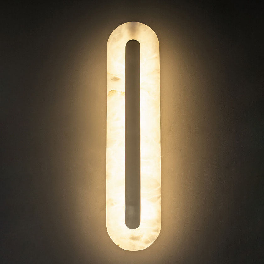 Applique da Parete LED in Ottone e Marmo di Lusso Leggero a Forma Ovale e Quadrata
