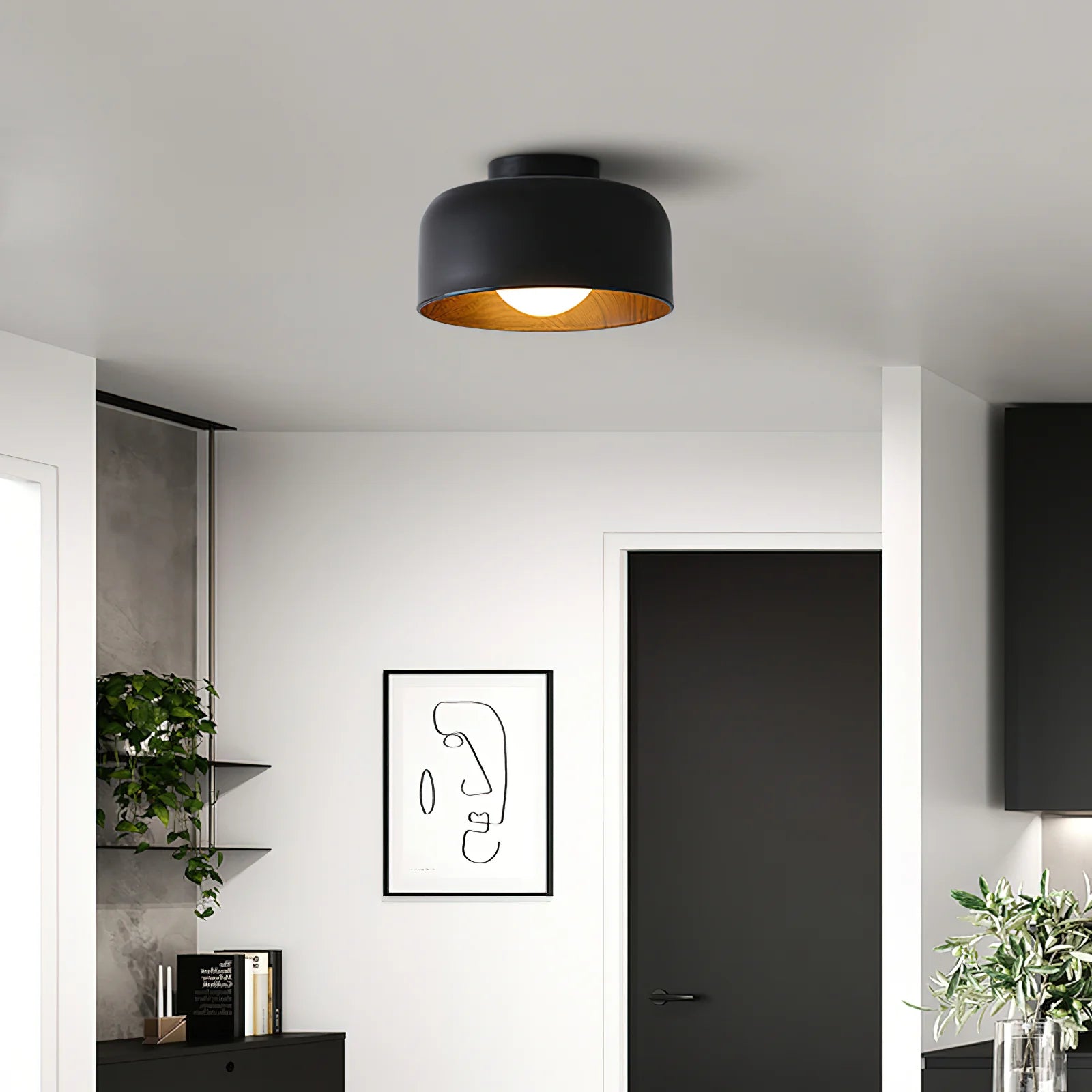 Lampada da soffitto in ferro a cupola semplice