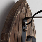 Applique da Parete in Ferro con Paralume in Legno Tradizionale per Cucina