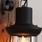 Applique da Parete in Ferro con Paralume in Legno Tradizionale per Cucina