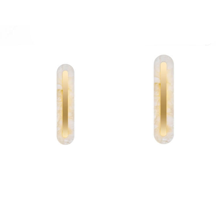 Applique da Parete LED in Ottone e Marmo di Lusso Leggero a Forma Ovale e Quadrata