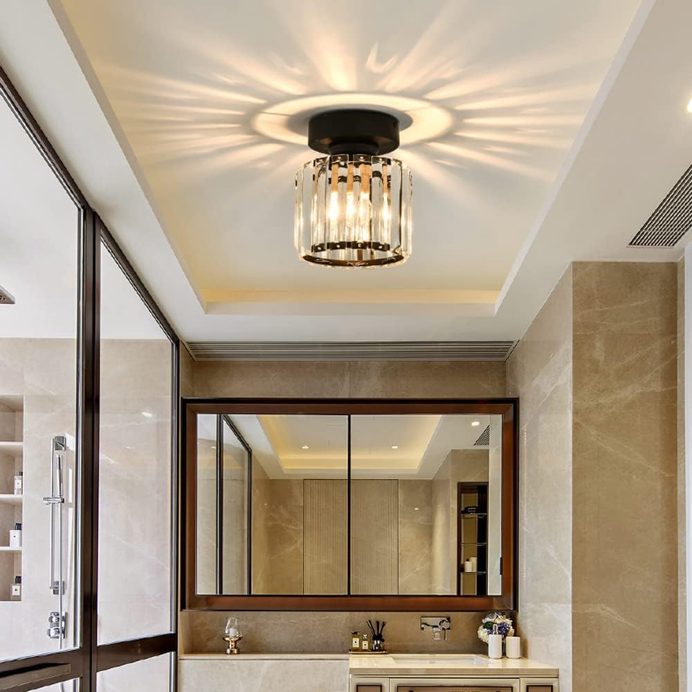 Talrex | Moderno Faretto da Soffitto Nero con Ombra di Cristallo per Corridoio e Soggiorno