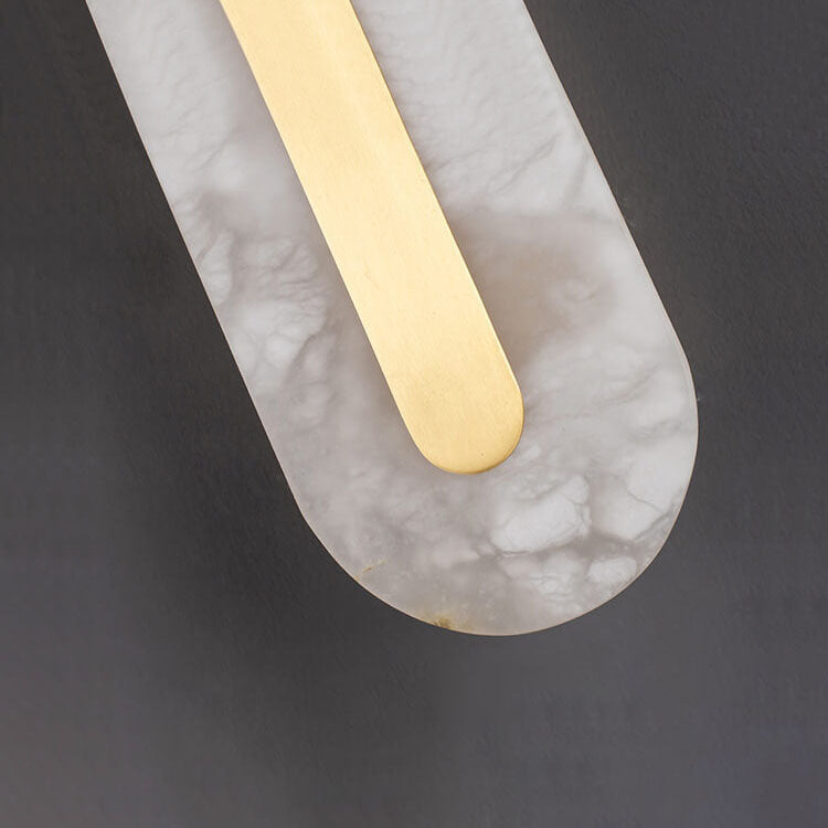 Applique da Parete LED in Ottone e Marmo di Lusso Leggero a Forma Ovale e Quadrata