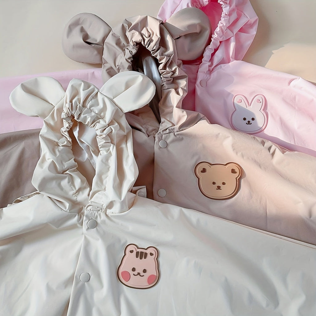 Giacca da Pioggia per Bambini con Cappuccio – Giacca Impermeabile con Stampa di Orso o Coniglio