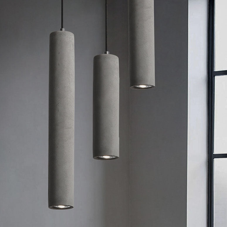 Lampadario Pendente Industriale Contemporaneo in Cemento con Texture Ruvida da 1 Luce per Soggiorno