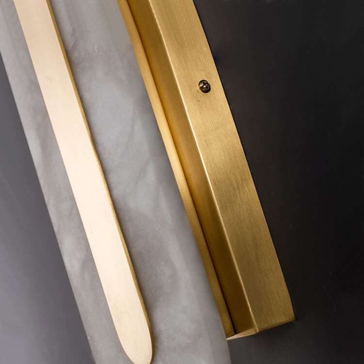 Applique da Parete LED in Ottone e Marmo di Lusso Leggero a Forma Ovale e Quadrata