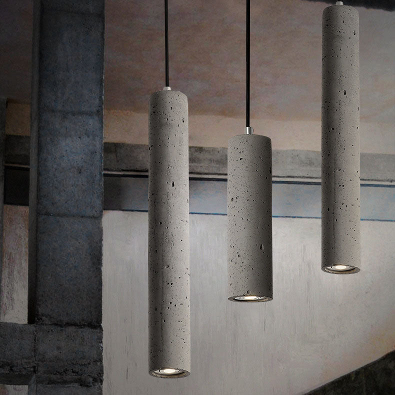 Lampadario Pendente Industriale Contemporaneo in Cemento con Texture Ruvida da 1 Luce per Soggiorno