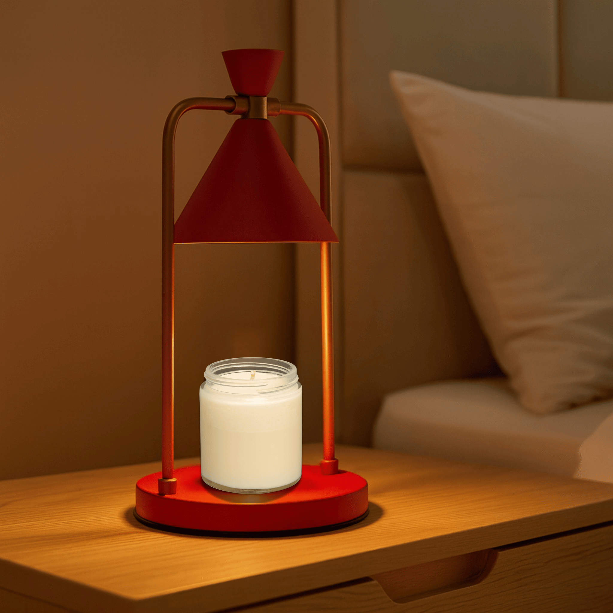 Lampada Riscaldante per Candele Elettrica con Struttura in Metallo e Paralume a Forma di Cono