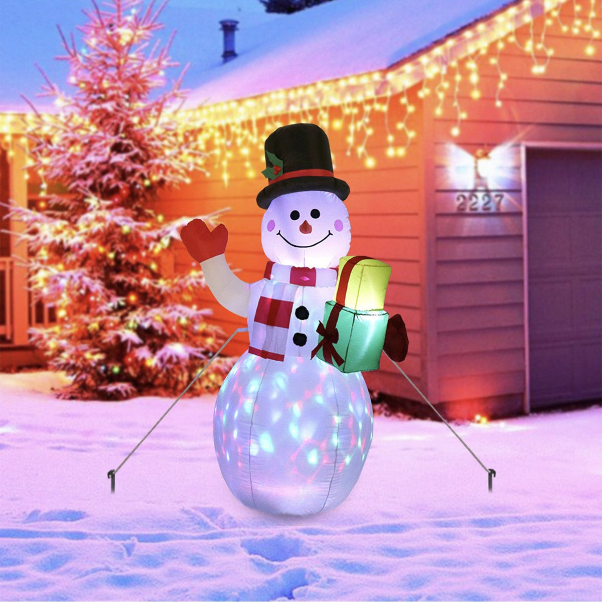 Decorazione Natalizia LED Gonfiabile – Pupazzo di Neve Illuminato per Esterni