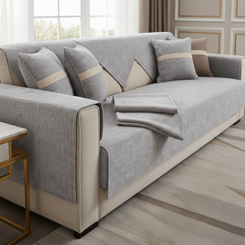 Copertura per Divano Universale di Lusso in Unico Pezzo con Design Texturizzato