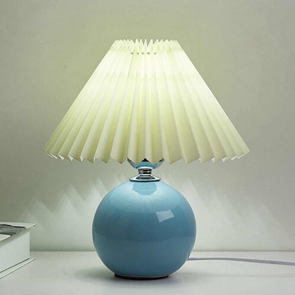 Lampada da Tavolo Ceramica Pieghettata Minimalista Nordica a 1 Luce