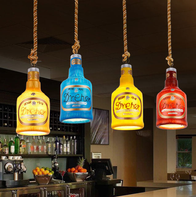 Lampada a Sospensione Contemporanea Industriale Colorata in Resina con 1 Luce