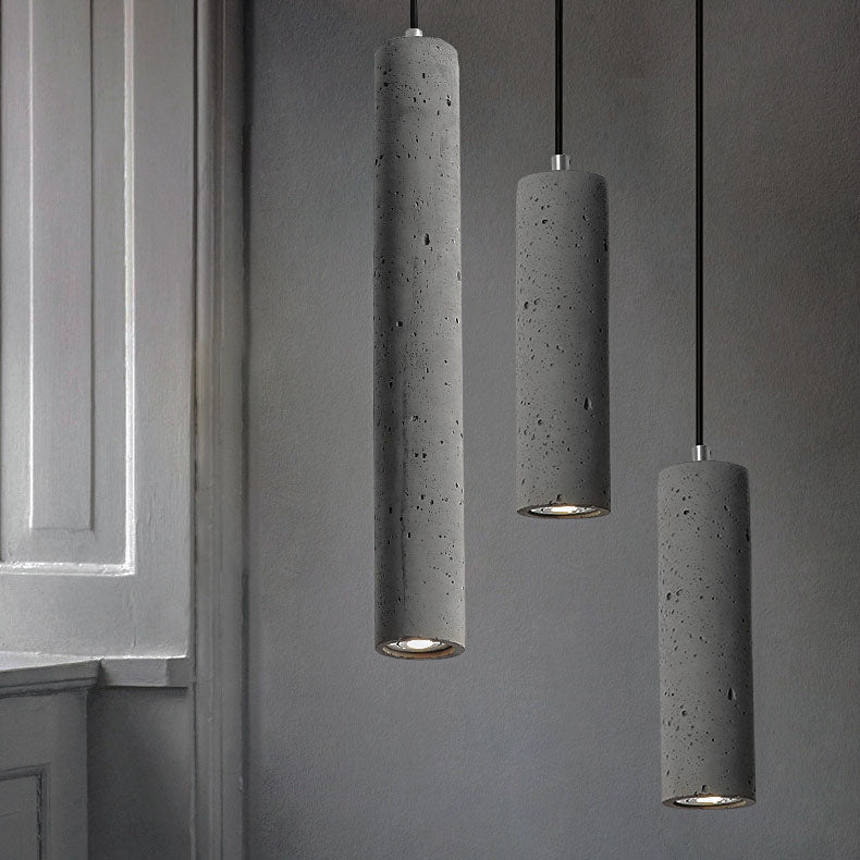 Lampadario Pendente Industriale Contemporaneo in Cemento con Texture Ruvida da 1 Luce per Soggiorno