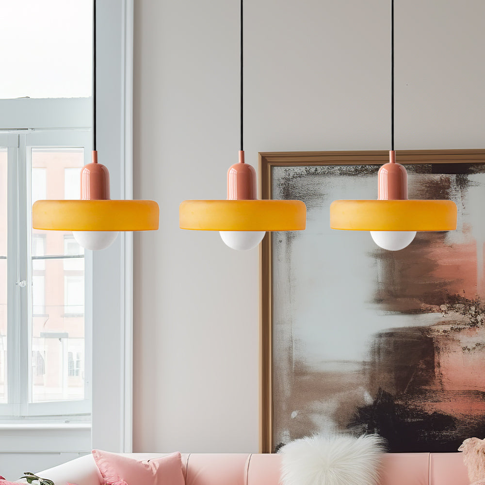 Lampada a sospensione in vetro minimalista in stile Bauhaus con tre teste