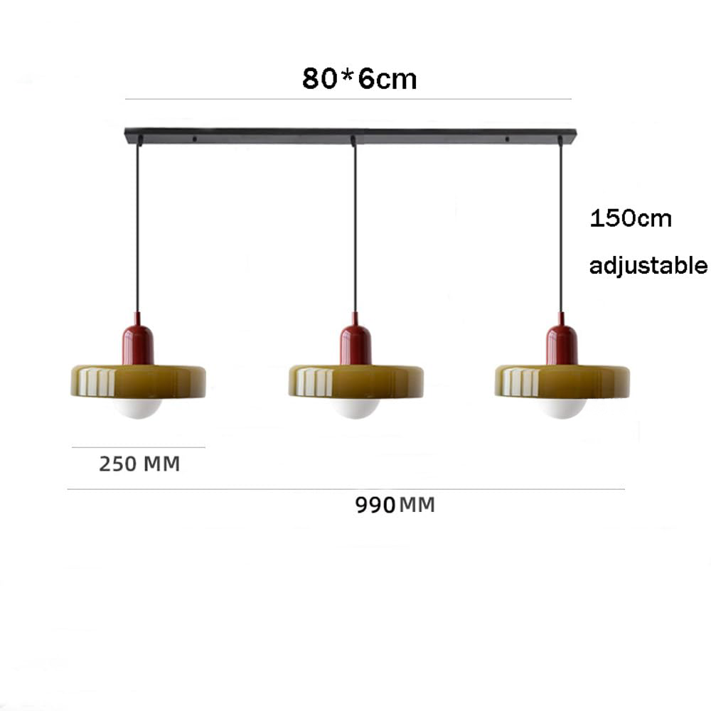 Lampada a sospensione in vetro minimalista in stile Bauhaus con tre teste