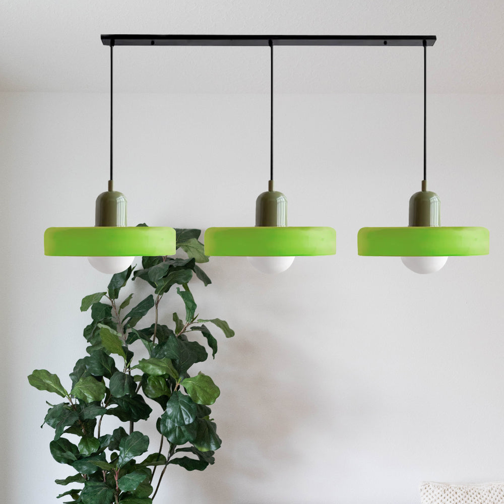 Lampada a sospensione in vetro minimalista in stile Bauhaus con tre teste