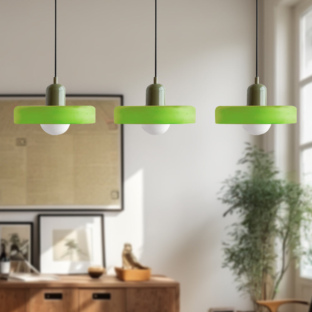 Lampada a sospensione in vetro minimalista in stile Bauhaus con tre teste