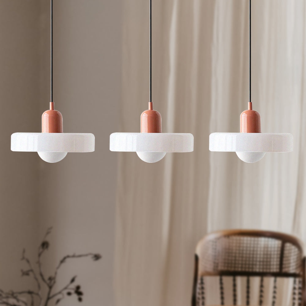 Lampada a sospensione in vetro minimalista in stile Bauhaus con tre teste