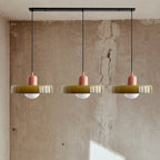 Lampada a sospensione in vetro minimalista in stile Bauhaus con tre teste