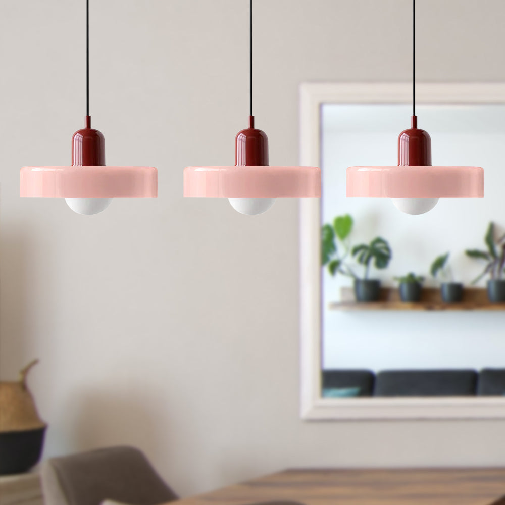 Lampada a sospensione in vetro minimalista in stile Bauhaus con tre teste
