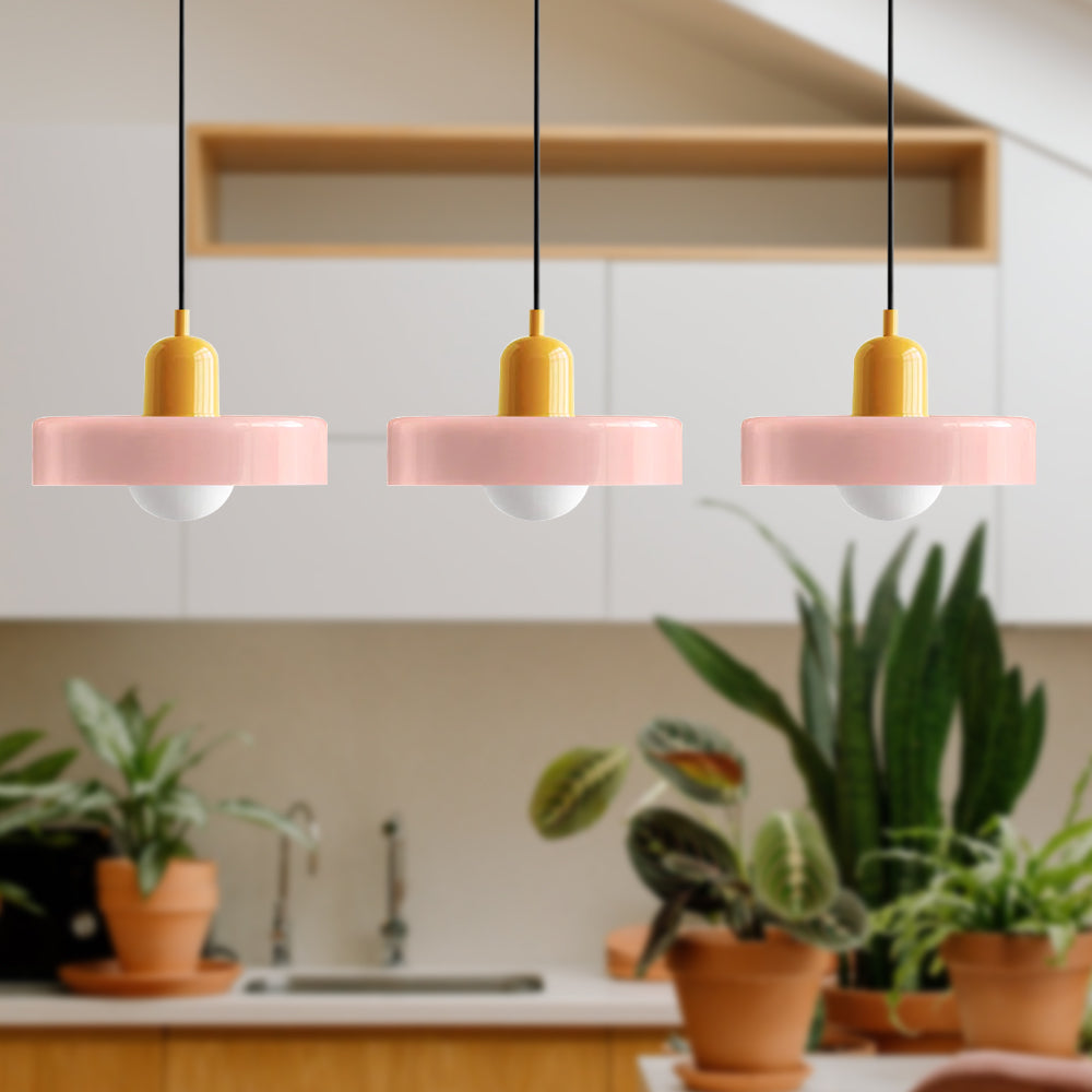 Lampada a sospensione in vetro minimalista in stile Bauhaus con tre teste