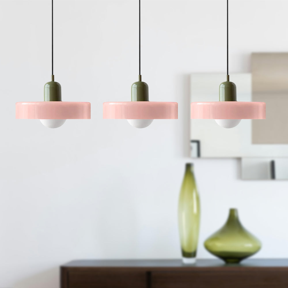 Lampada a sospensione in vetro minimalista in stile Bauhaus con tre teste