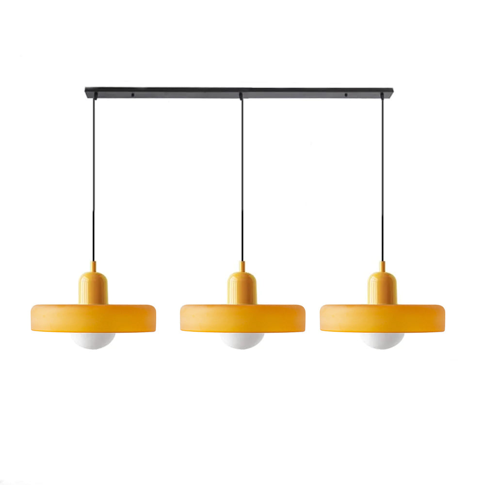 Lampada a sospensione in vetro minimalista in stile Bauhaus con tre teste