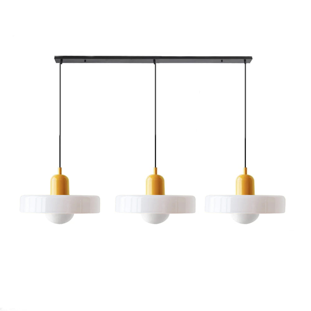 Lampada a sospensione in vetro minimalista in stile Bauhaus con tre teste
