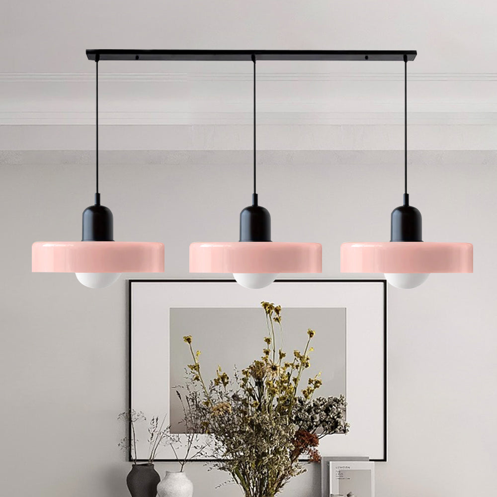 Lampada a sospensione in vetro minimalista in stile Bauhaus con tre teste