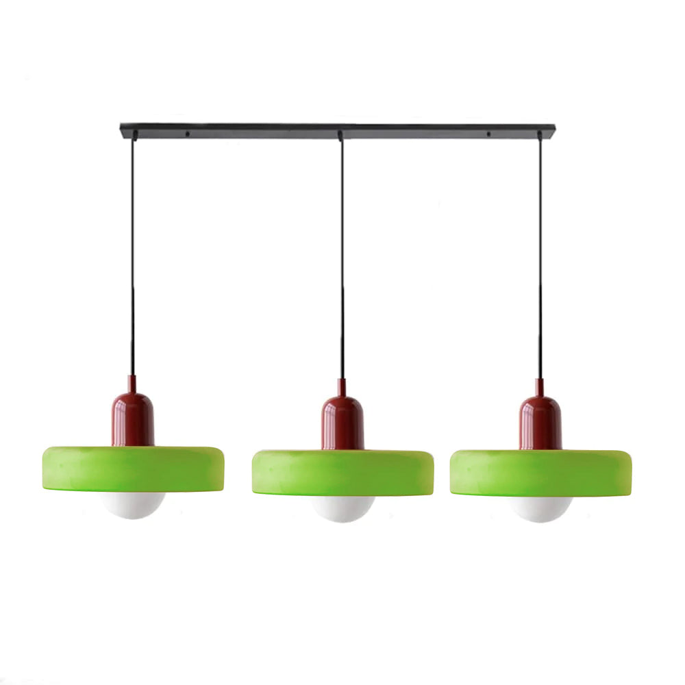 Lampada a sospensione in vetro minimalista in stile Bauhaus con tre teste