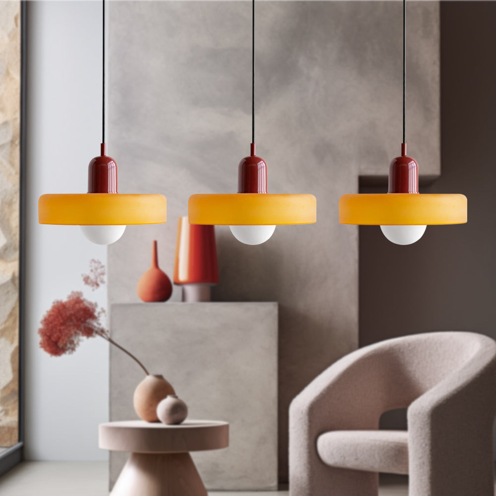 Lampada a sospensione in vetro minimalista in stile Bauhaus con tre teste