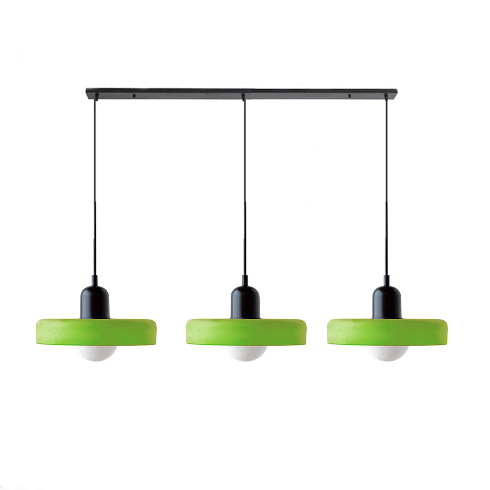 Lampada a sospensione in vetro minimalista in stile Bauhaus con tre teste