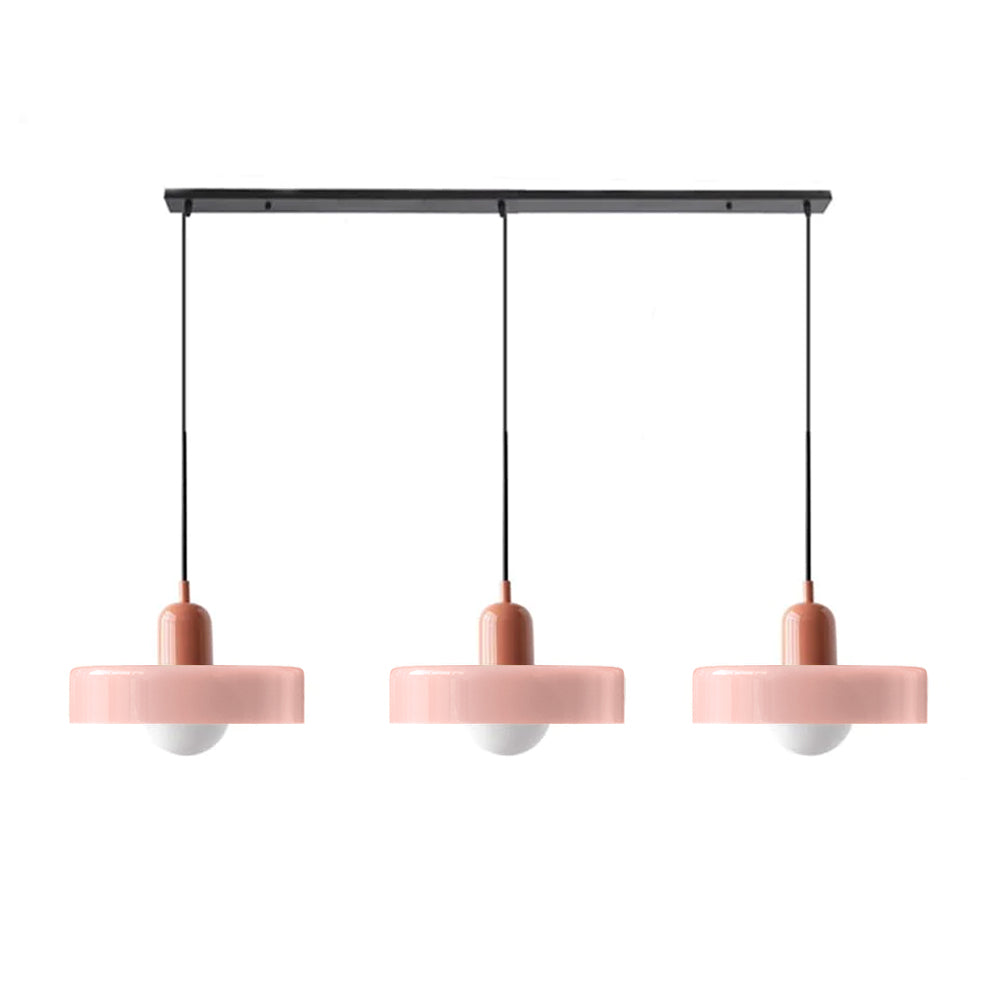 Lampada a sospensione in vetro minimalista in stile Bauhaus con tre teste