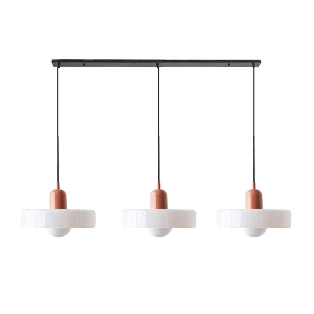 Lampada a sospensione in vetro minimalista in stile Bauhaus con tre teste