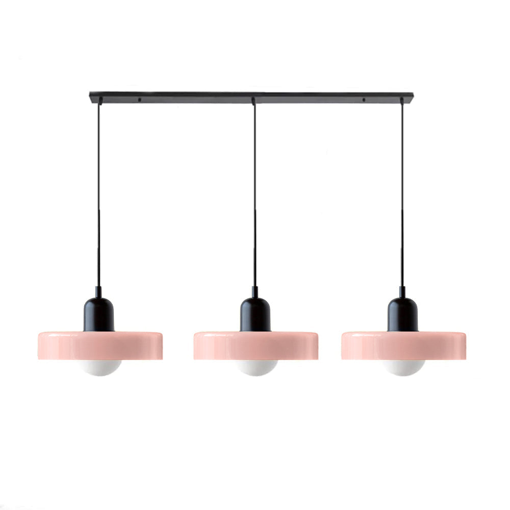 Lampada a sospensione in vetro minimalista in stile Bauhaus con tre teste