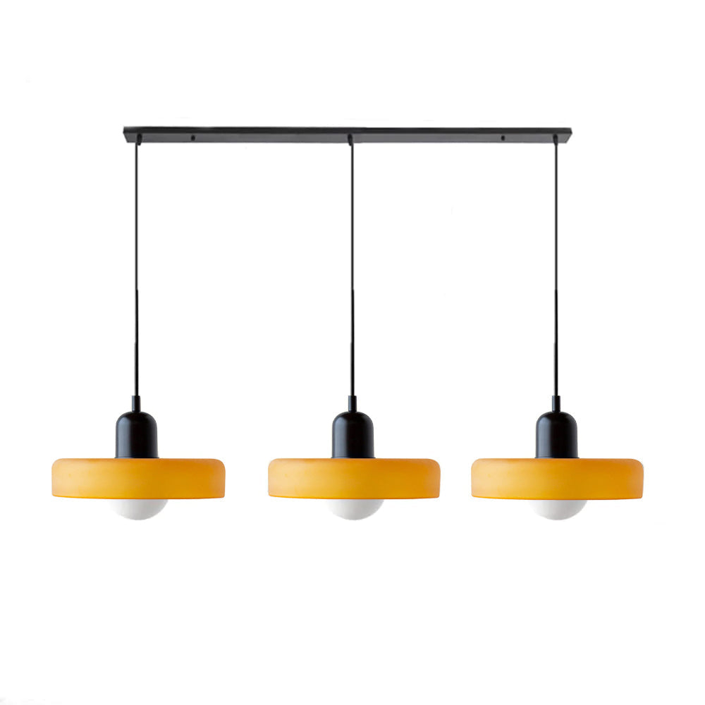 Lampada a sospensione in vetro minimalista in stile Bauhaus con tre teste
