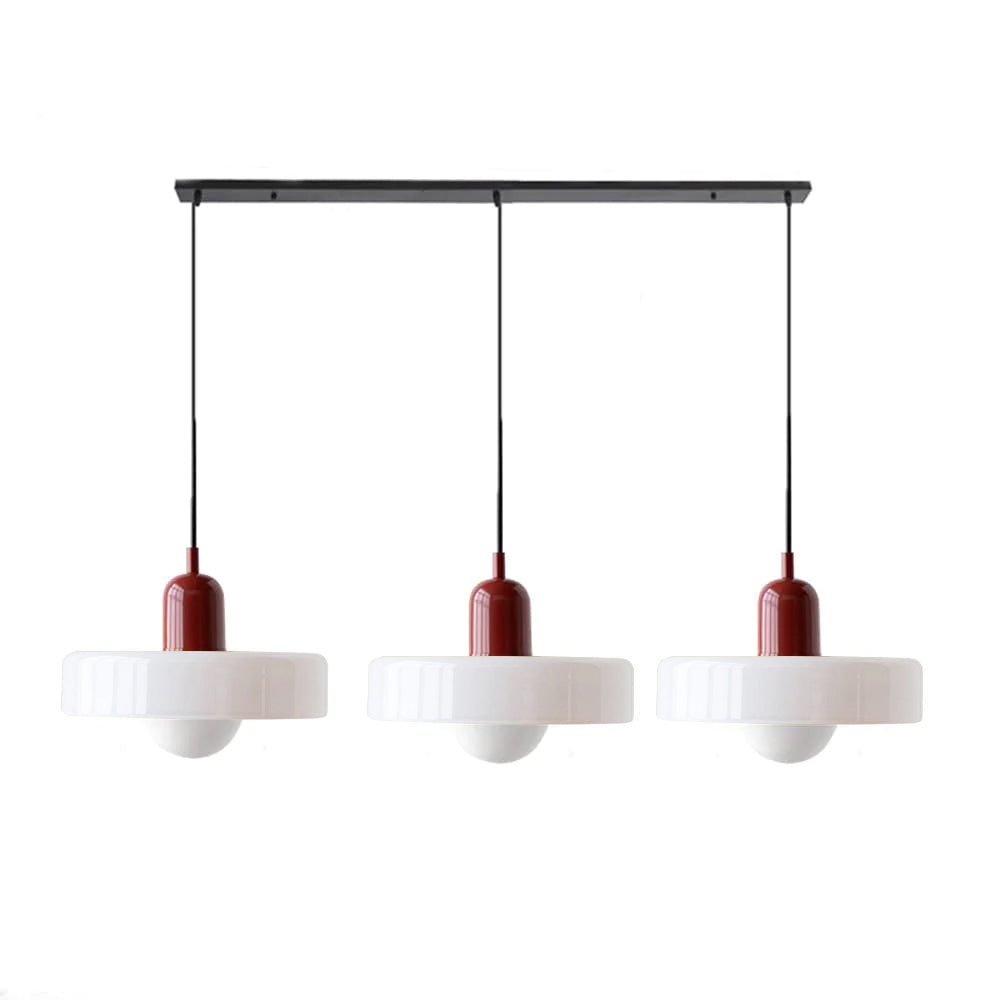 Lampada a sospensione in vetro minimalista in stile Bauhaus con tre teste