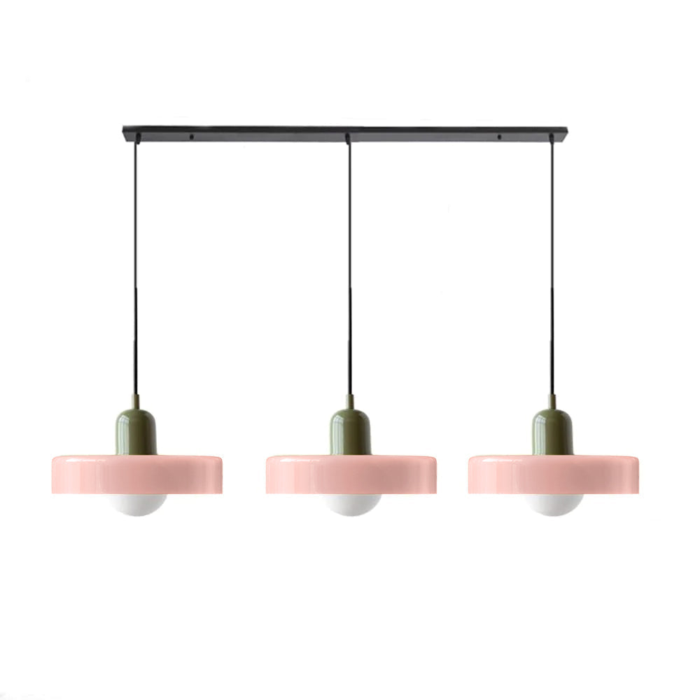Lampada a sospensione in vetro minimalista in stile Bauhaus con tre teste
