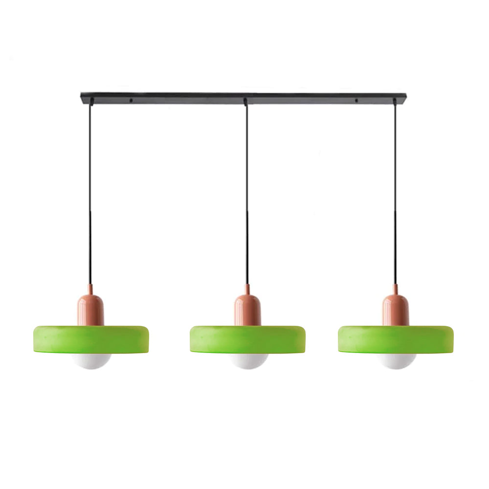 Lampada a sospensione in vetro minimalista in stile Bauhaus con tre teste