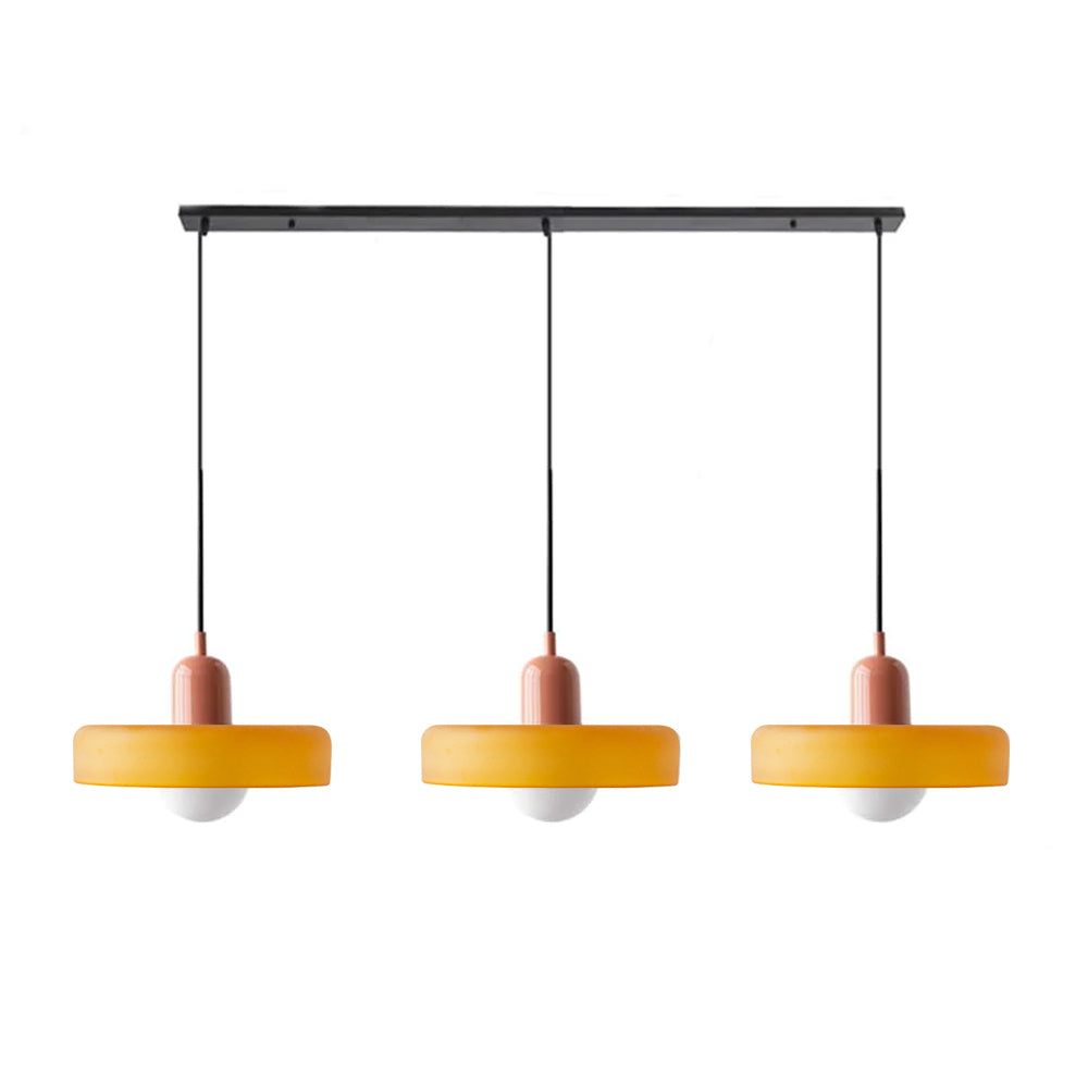 Lampada a sospensione in vetro minimalista in stile Bauhaus con tre teste