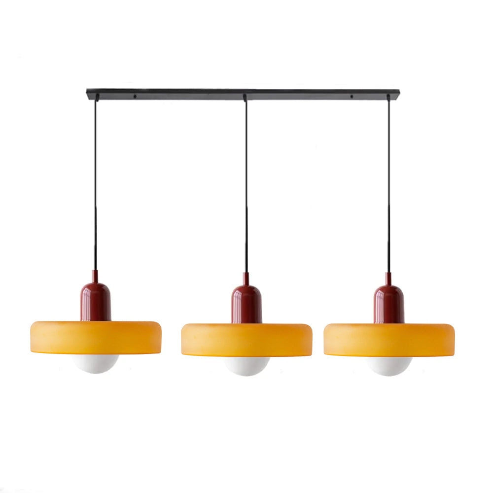 Lampada a sospensione in vetro minimalista in stile Bauhaus con tre teste