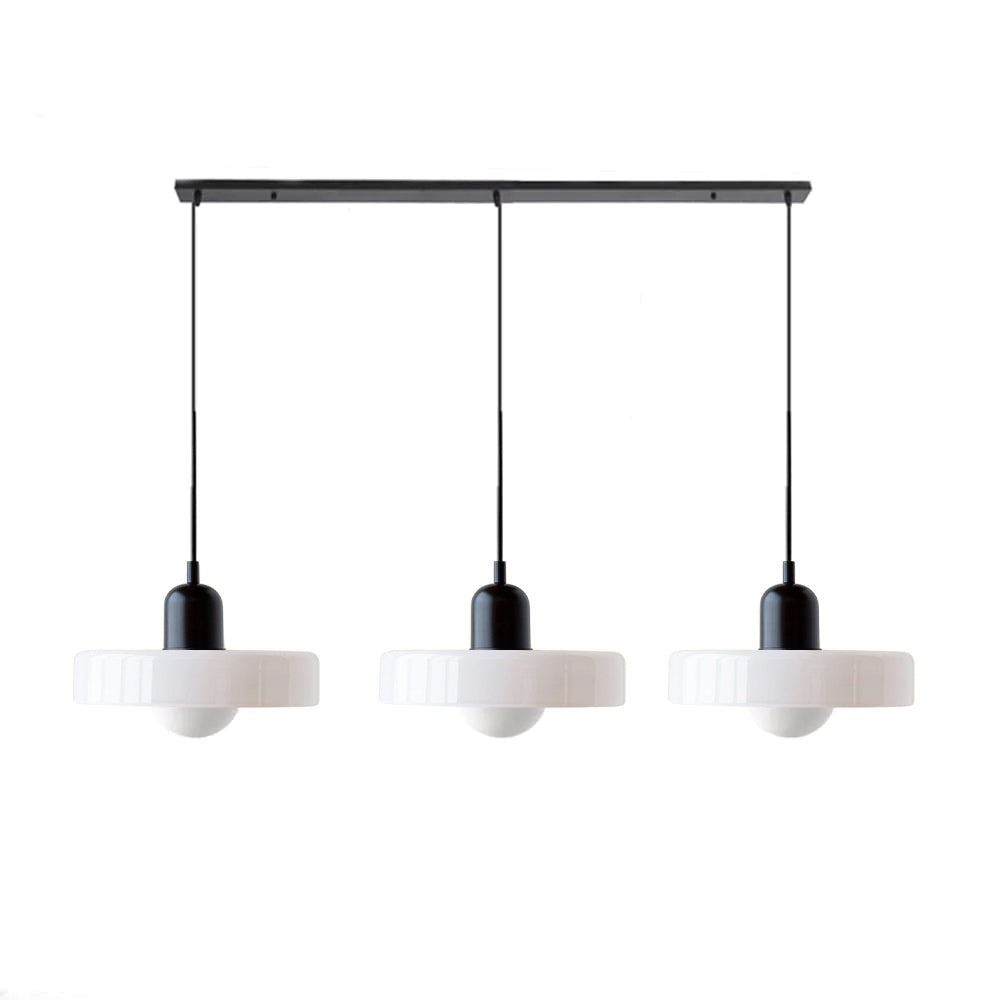 Lampada a sospensione in vetro minimalista in stile Bauhaus con tre teste