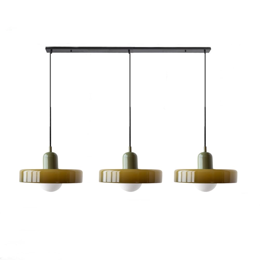 Lampada a sospensione in vetro minimalista in stile Bauhaus con tre teste