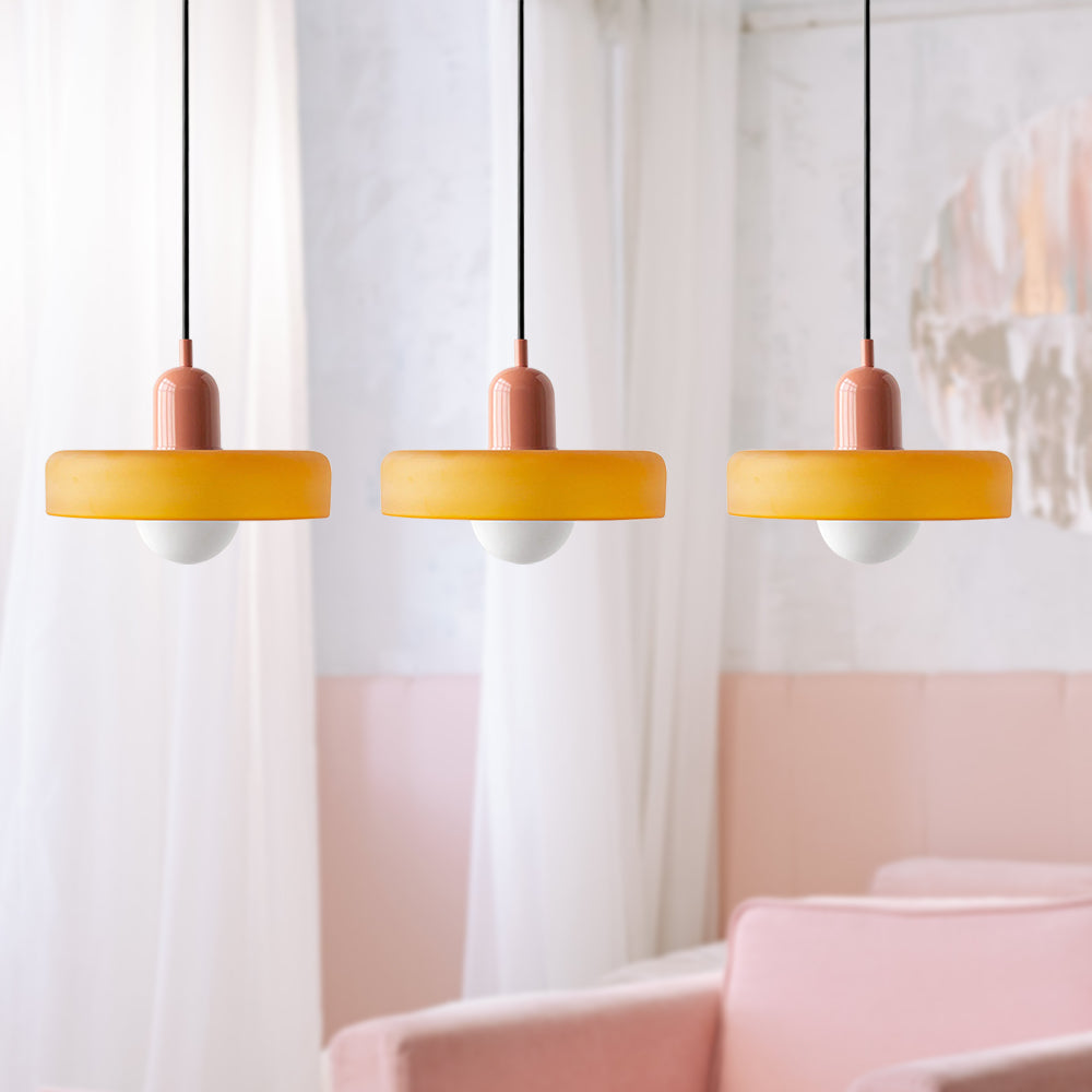 Lampada a sospensione in vetro minimalista in stile Bauhaus con tre teste
