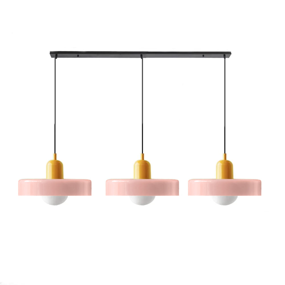 Lampada a sospensione in vetro minimalista in stile Bauhaus con tre teste