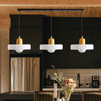 Lampada a sospensione in vetro minimalista in stile Bauhaus con tre teste