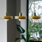 Lampada a sospensione in vetro minimalista in stile Bauhaus con tre teste