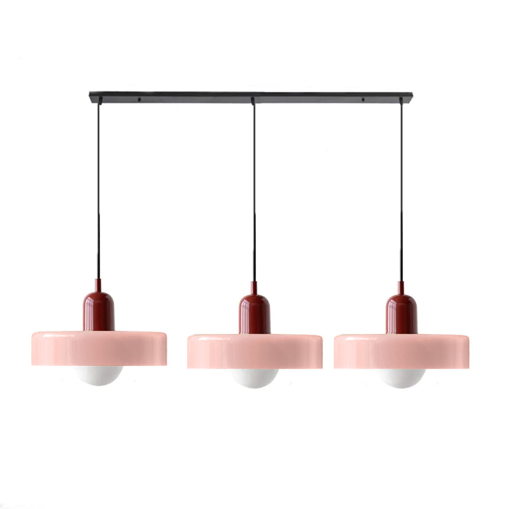 Lampada a sospensione in vetro minimalista in stile Bauhaus con tre teste