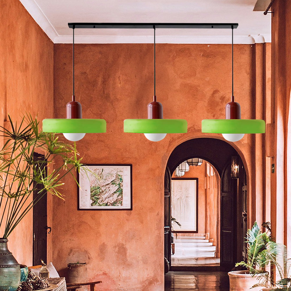Lampada a sospensione in vetro minimalista in stile Bauhaus con tre teste